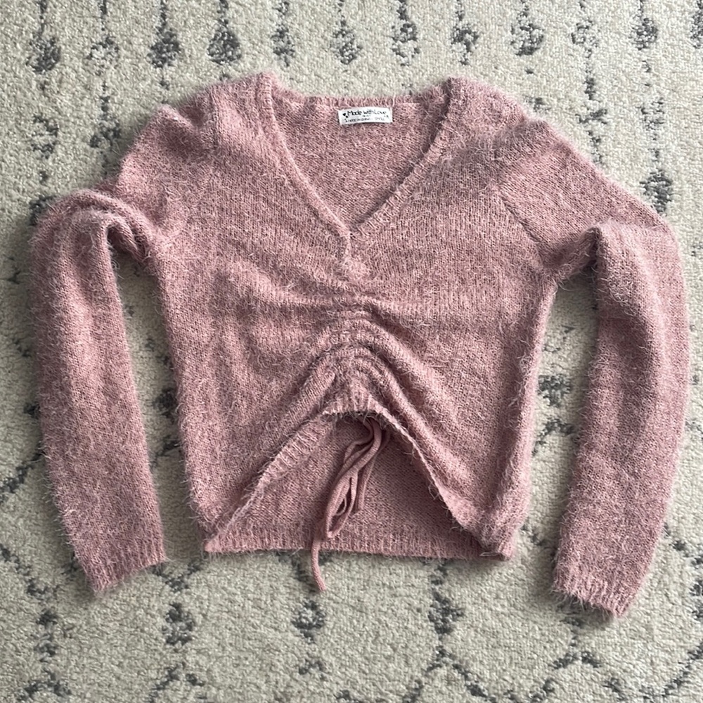 Fuzzy crop sweater